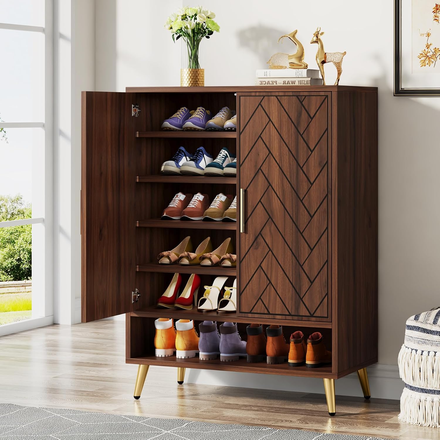 Cabinet Hinge Overlay - 6 Tier Shoe Cabinet With Doors
