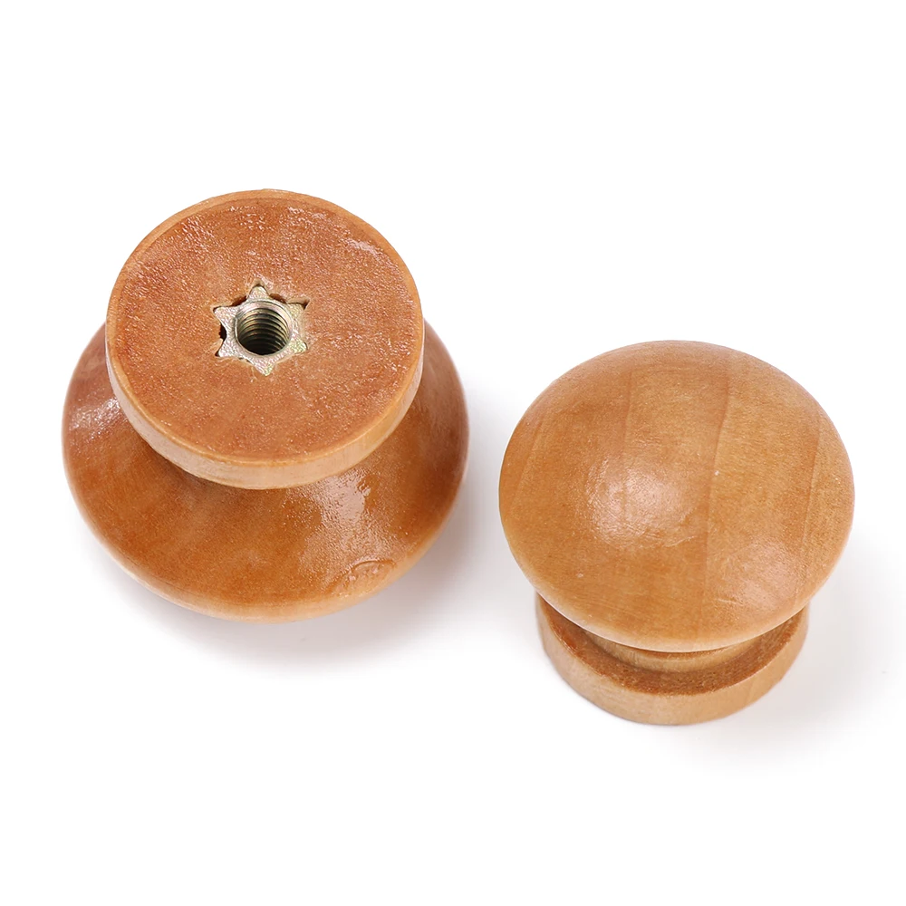 Furniture Hardware Drawer Pulls - 10pcs/Lot Round Shape Natural Wooden Drawer
