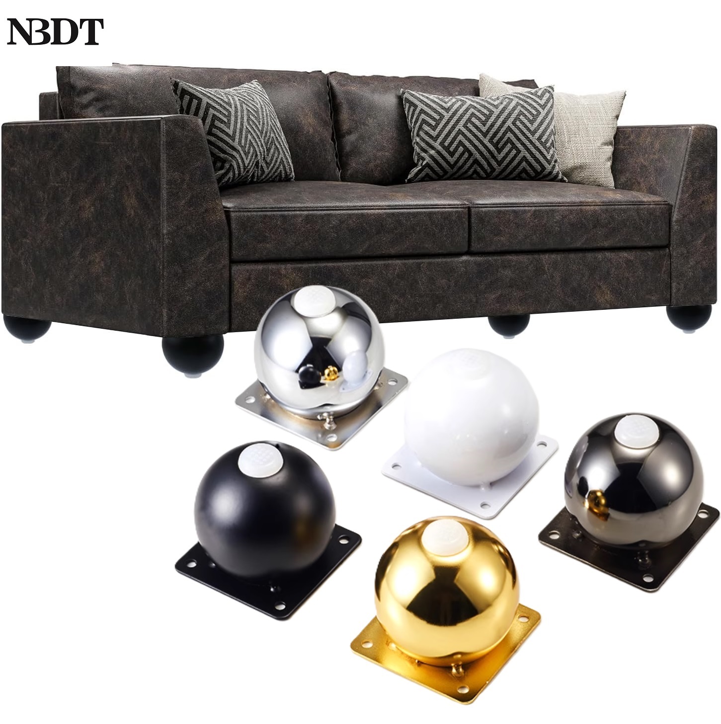 Cabinet Hinge Overlay - 4Pcs Steel Ball Shaped Furniture Leg