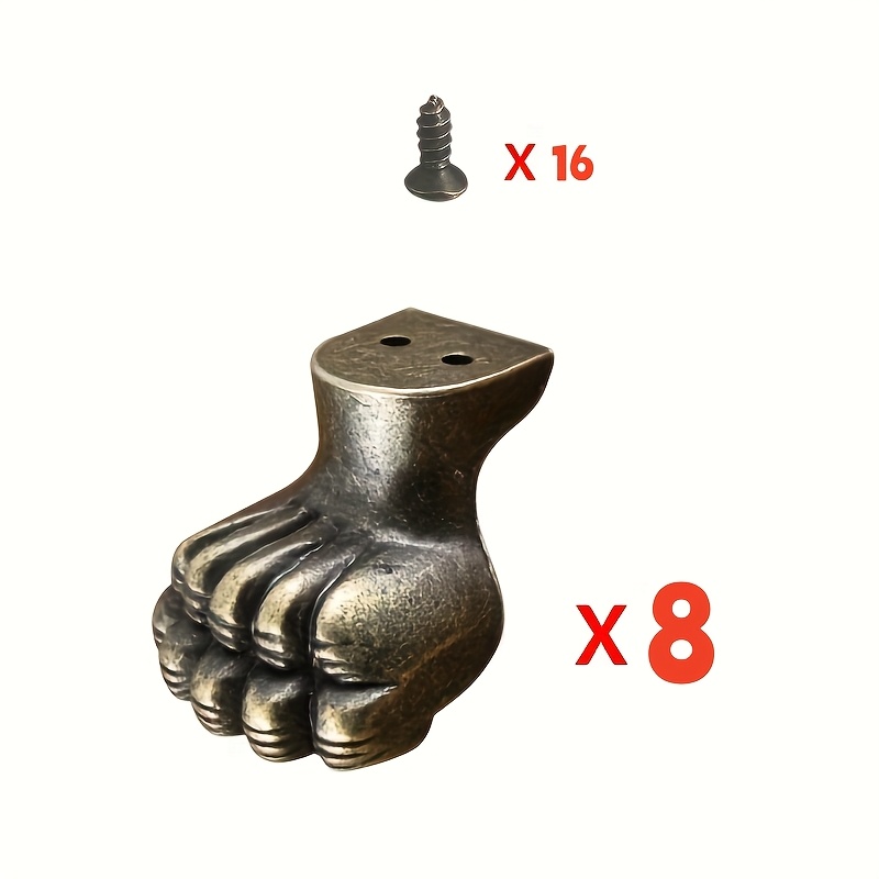 Cabinet Hinge Overlay - 8pcs Antique Foot Brass Jewelry Bracket