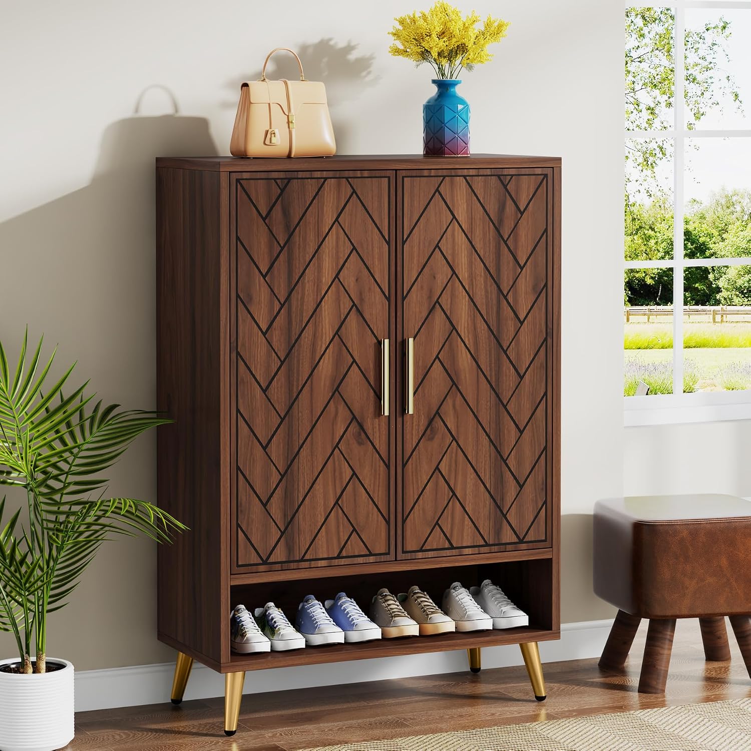 6 Tier Shoe Cabinet With Doors - Cabinet Hinge Overlay 评论和价格