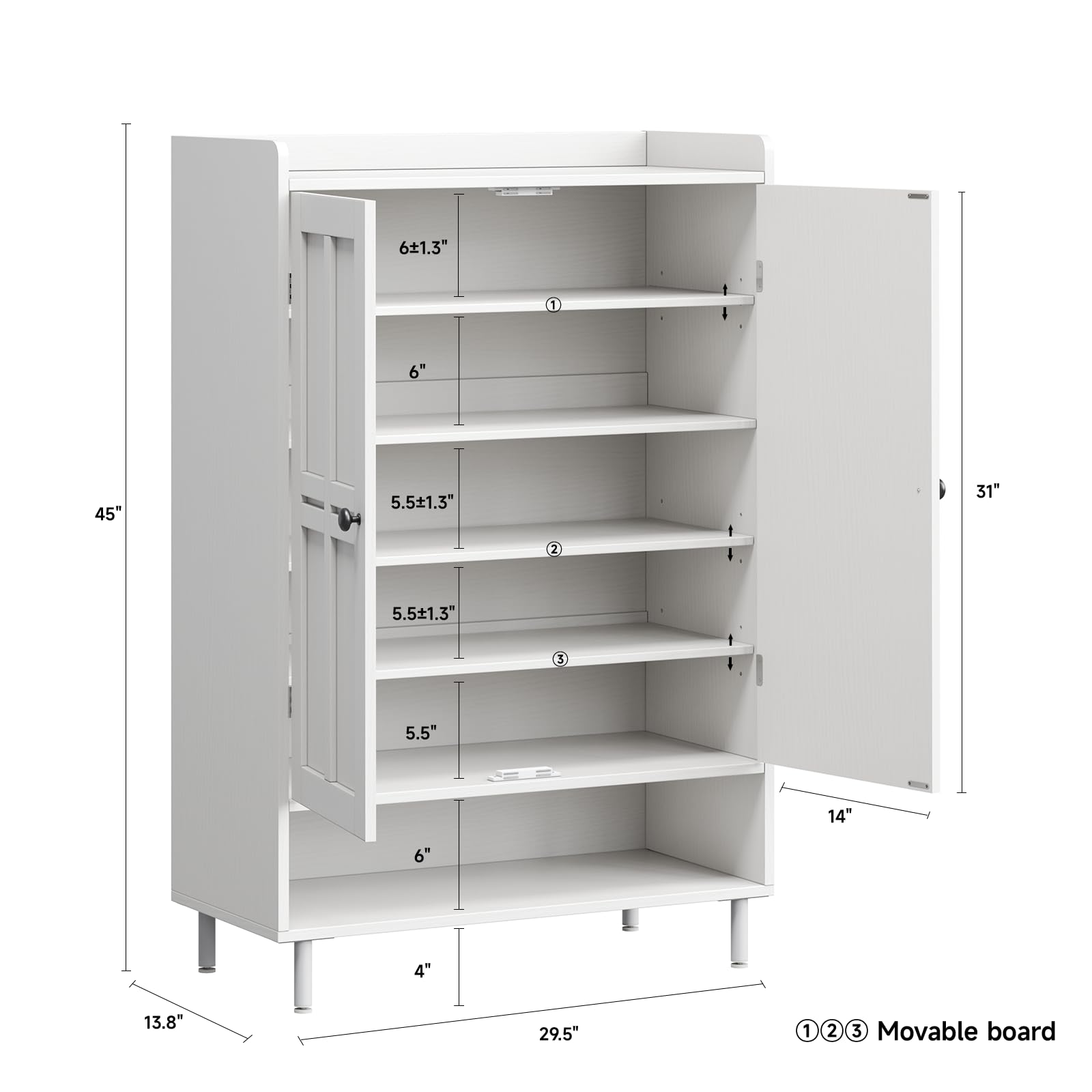 6 Tier Shoe Storage Cabinet, 4 - Cabinet Hinge Overlay 评论和价格