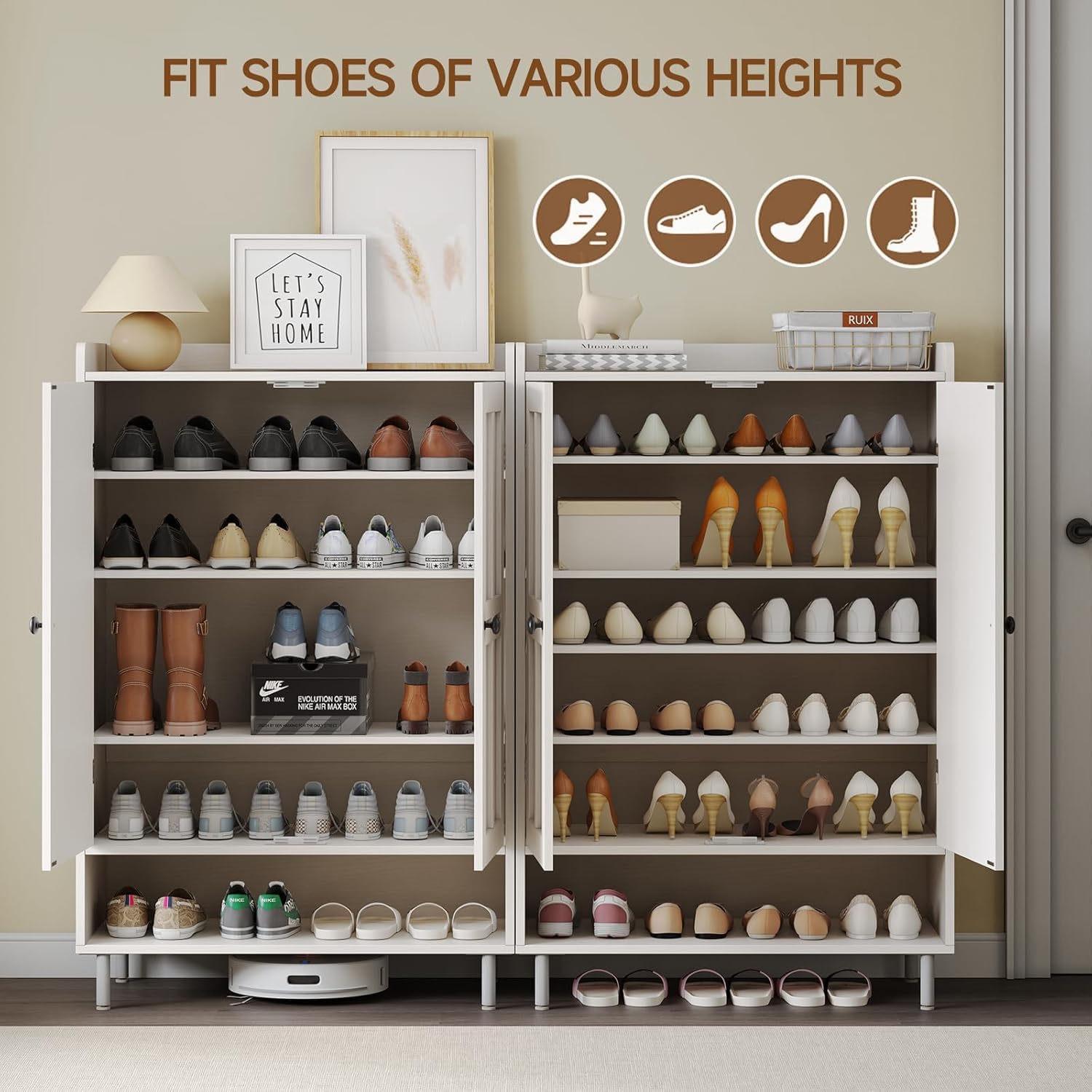 6 Tier Shoe Storage Cabinet, 4 - Cabinet Hinge Overlay 评论和价格
