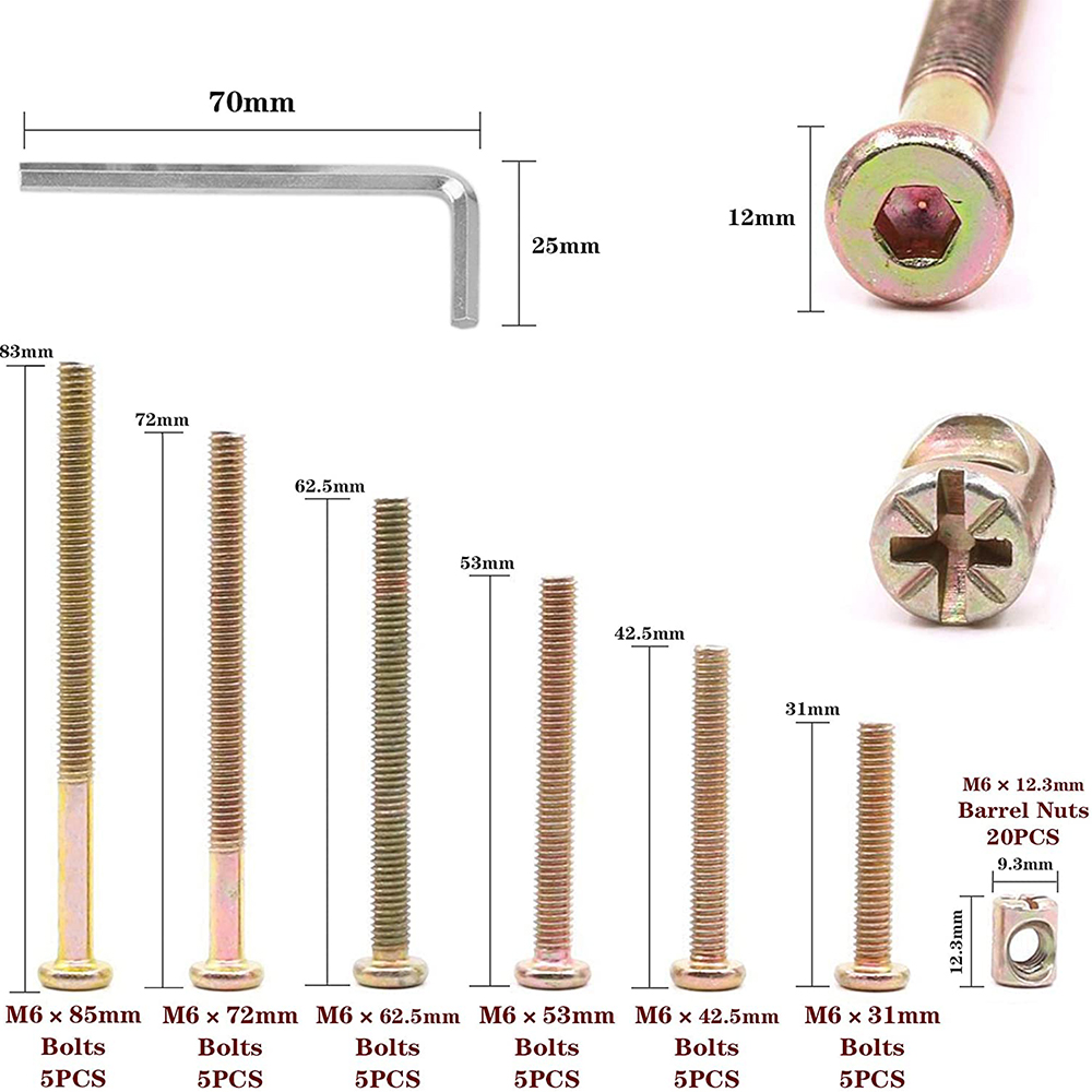 30-Set Baby Crib Screws Hardwa - Furniture Hardware Barrel Nut 评论和价格