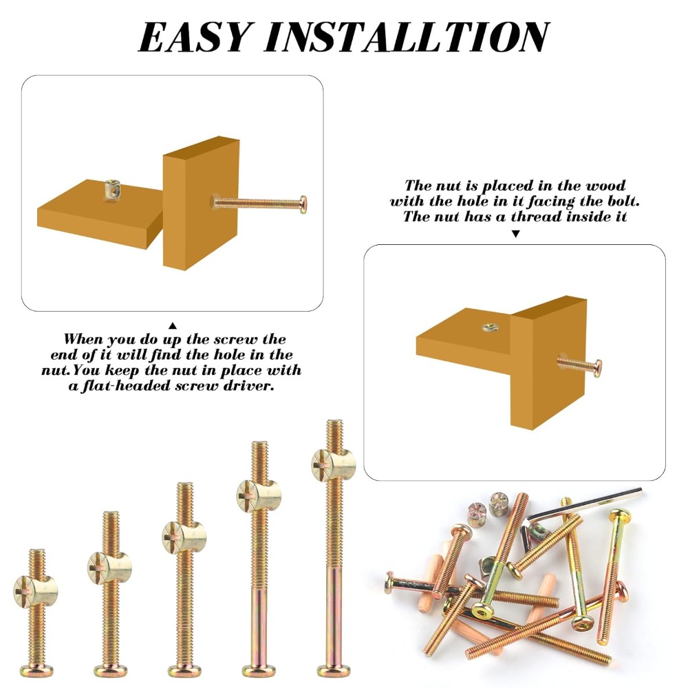 M6x40/50/60/70/80mm Crib Screw - Furniture Hardware Barrel Nut 评论和价格