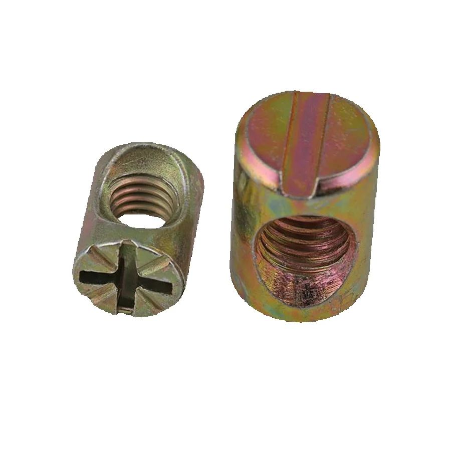 100pcs Color Zinc Plated Slott - Furniture Hardware Barrel Nut 评论和价格