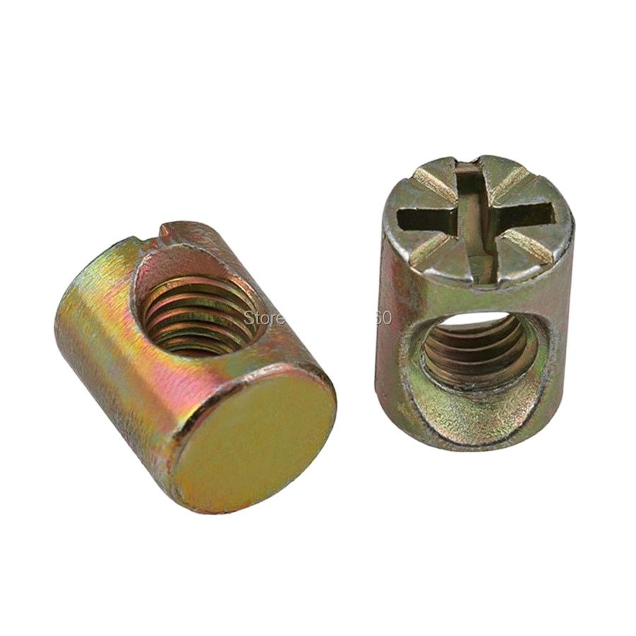 100pcs Color Zinc Plated Slott - Furniture Hardware Barrel Nut 评论和价格