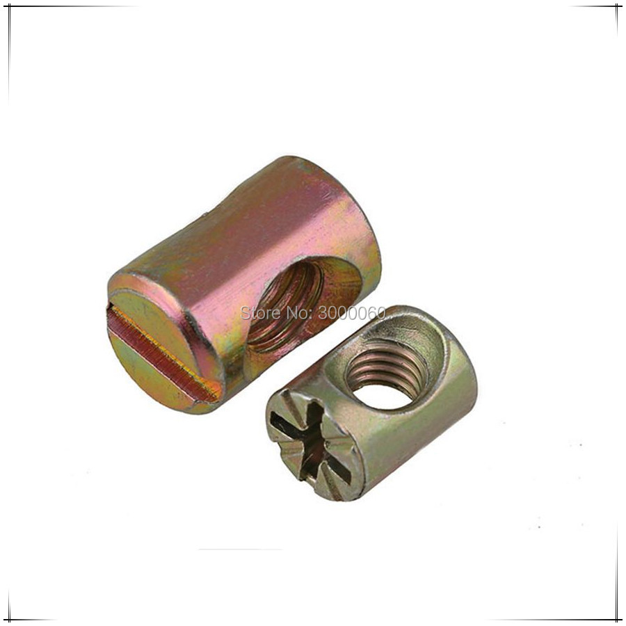 100pcs Color Zinc Plated Slott - Furniture Hardware Barrel Nut 评论和价格