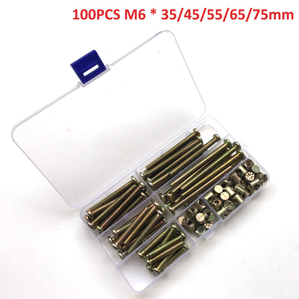 100Pcs M6 Barrel Dowel Nut Zin - Furniture Hardware Barrel Nut 评论和价格